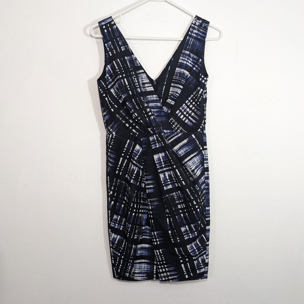 NWT Banana Republic Purple Black Geometric Sleeveless Silk Blend Dress Size 00P